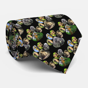 Elefant, Lejon, Giraffe Footprint Collage Neck Tie Slips