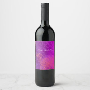 Elefant Lila Rosa Orange & Guld Vin Etiketter