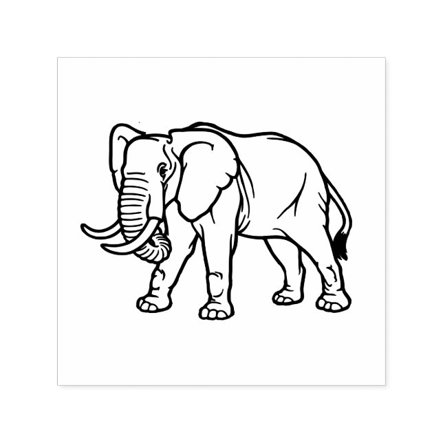 Elefant Linje Konst #2 Endast Bild, Ingen Text Självfärgande Stämpel (Design)
