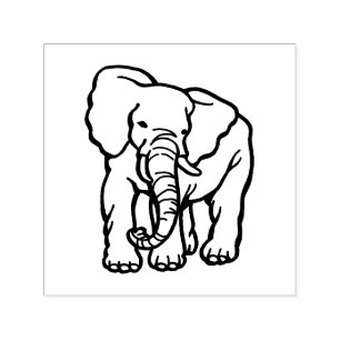 Elefant Linje Konst Bild Endast Ingen Text Självfärgande Stämpel