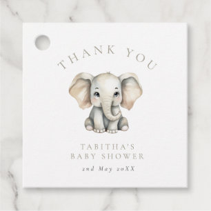 Elefant Liten Jordnöt Baby Shower Tacksamhetskort Gåvor Etiketter