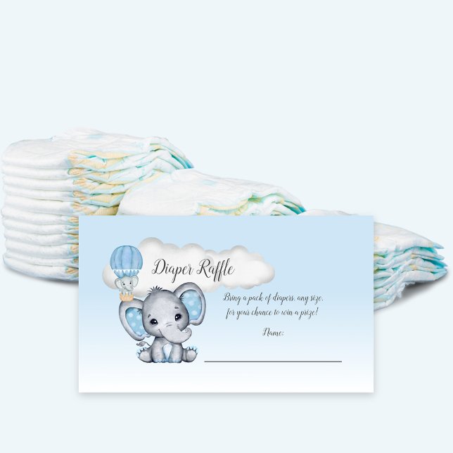 Elefant Luftballong Baby Shower Diaper Raffle Tilläggskort (Skapare uppladdad)