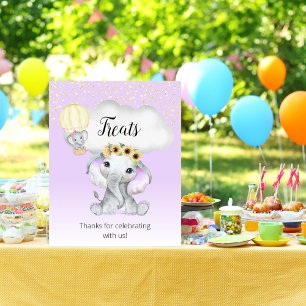 Elefant Luftballong Baby Shower Lila Trets Poster