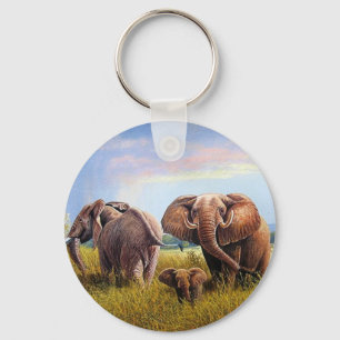 Elefant-målning Nyckelring
