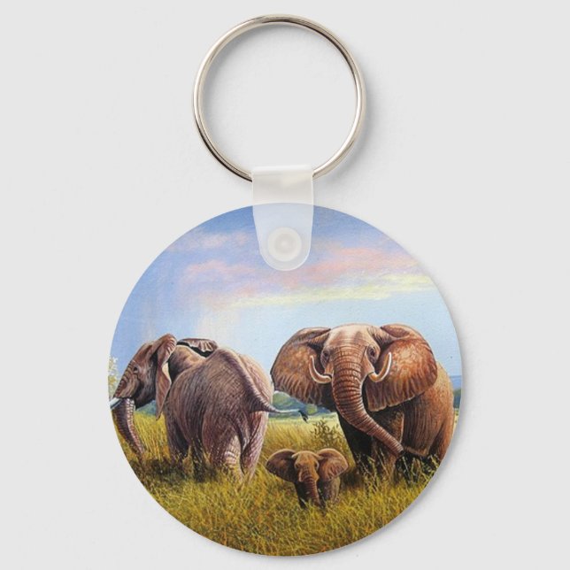 Elefant-målning Nyckelring (Framsida)