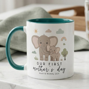 Elefant Mamma Baby Första Mors Dag Design Mugg