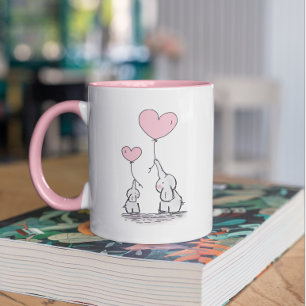 Elefant Mamma & Baby Rosa Mors Dag Bebis Baby Show Mugg