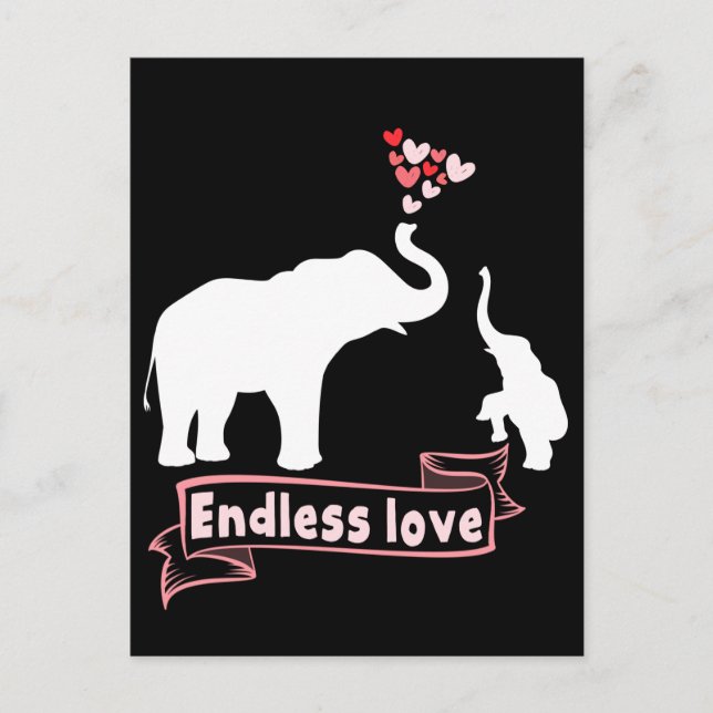 Elefant Mamma Barn Söt Mamma Vykort (Framsida)