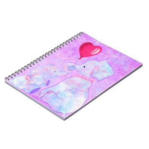 Elefant Mamma och Baby - lägg till Bild / Namn Anteckningsbok