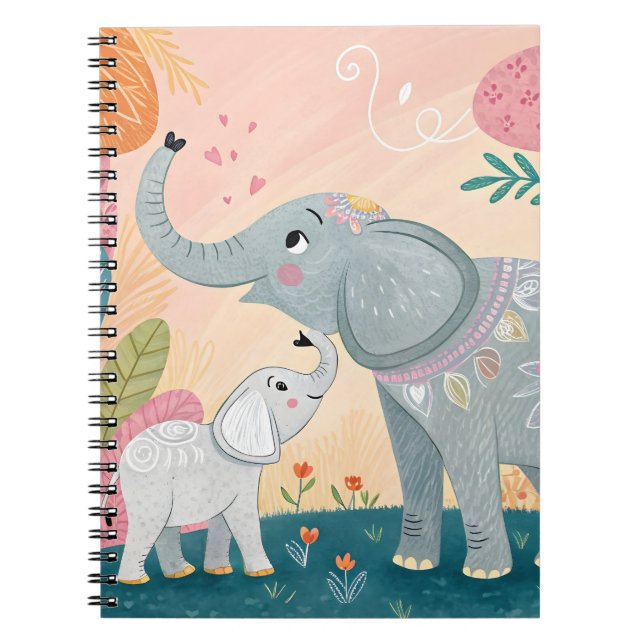 Elefant Mamma och Bebis Anteckningsbok (Framsidan)