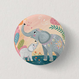 Elefant Mamma och Bebis Knapp