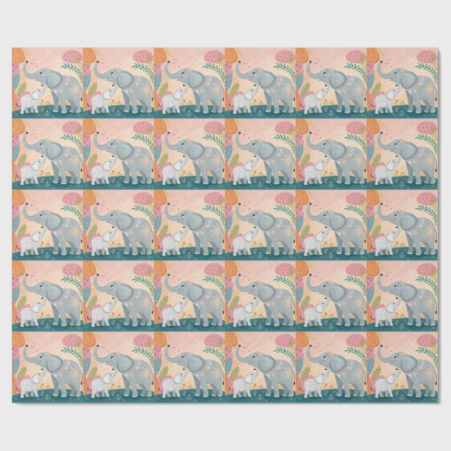 Elefant Mamma och Bebis Presentpapper (Platt)