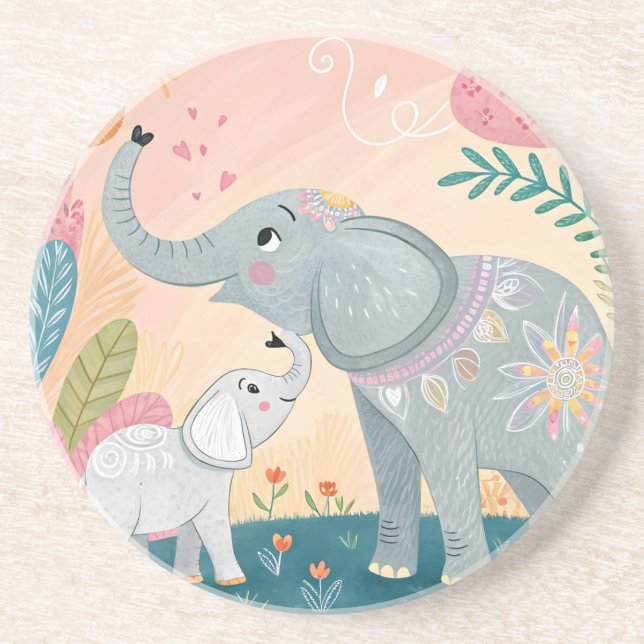 Elefant Mamma och Bebis Underlägg (Framsidan)
