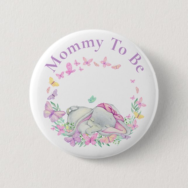 Elefant Mamma till Butterfly Button Knapp (Framsida)