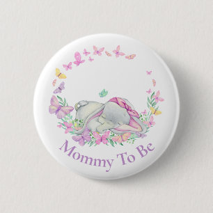 Elefant Mamma till Butterfly Rosa Button Knapp