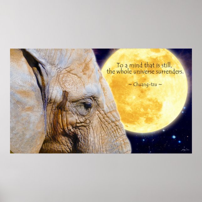 Elefant, Måne & Wisdom-citat Motiverande Poster (Framsidan)