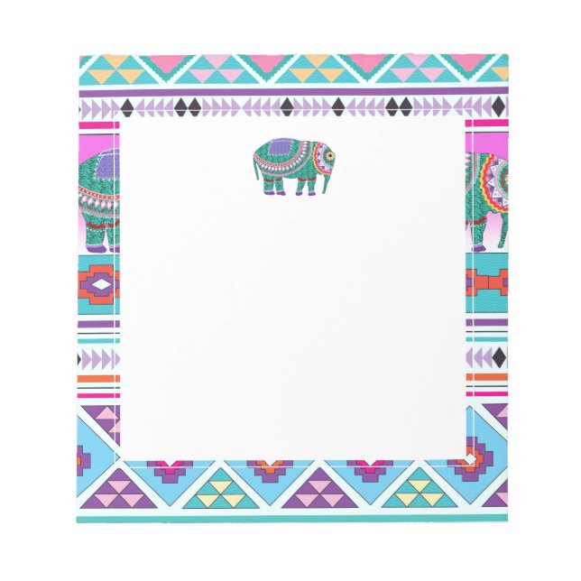 Elefant med Aztec Mönster Anteckningsblock (Framsida)