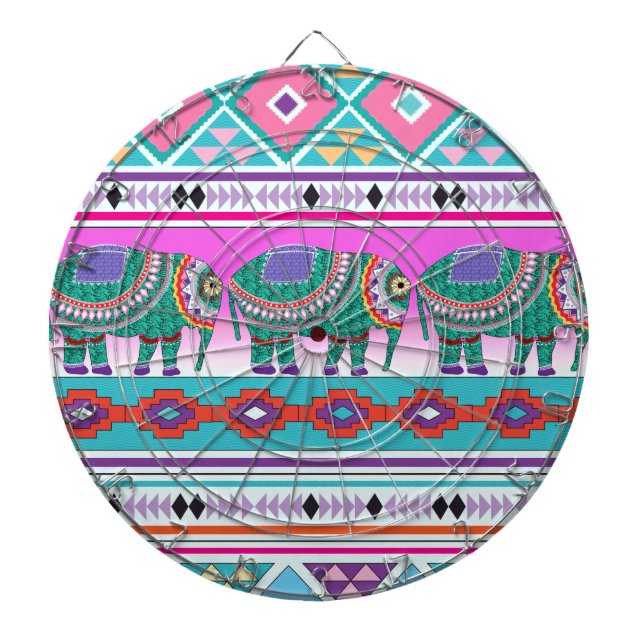 Elefant med Aztec Mönster Darttavla (Framsidan)