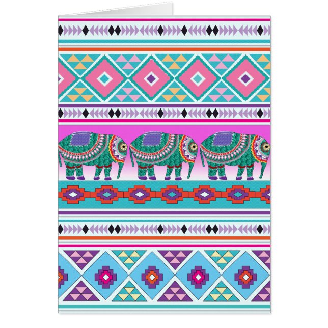 Elefant med Aztec Mönster Hälsningskort (Framsidan)
