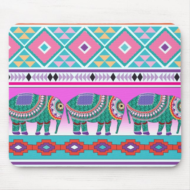 Elefant med Aztec Mönster Musmatta (Framsidan)
