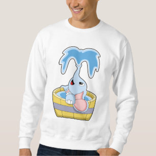 Elefant med badkar fullt med vatten lång ärmad tröja