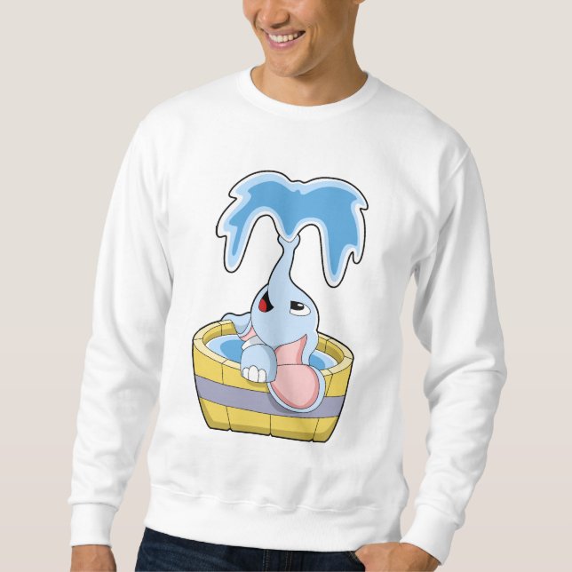 Elefant med badkar fullt med vatten lång ärmad tröja (Framsida)