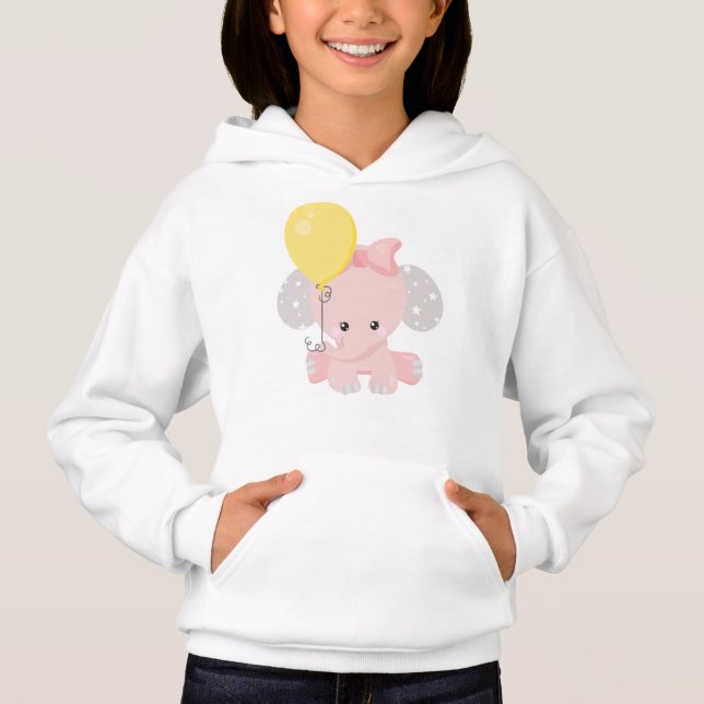 Elefant med ballon, cute Elephant, Krona, stjärnor T Shirt (Framsida)