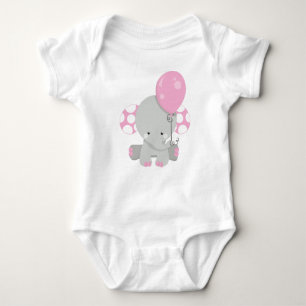 Elefant med ballon, cute Elephant - Rosa Grått T Shirt