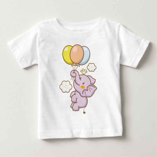 Elefant med ballong bebis t shirt (Framsida)