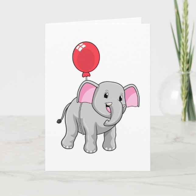 Elefant med ballong kort (Framsida)