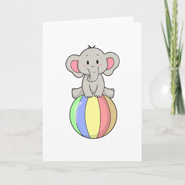 Elefant med ballong kort (Framsida)