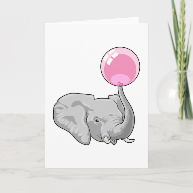 Elefant med ballong kort (Framsida)
