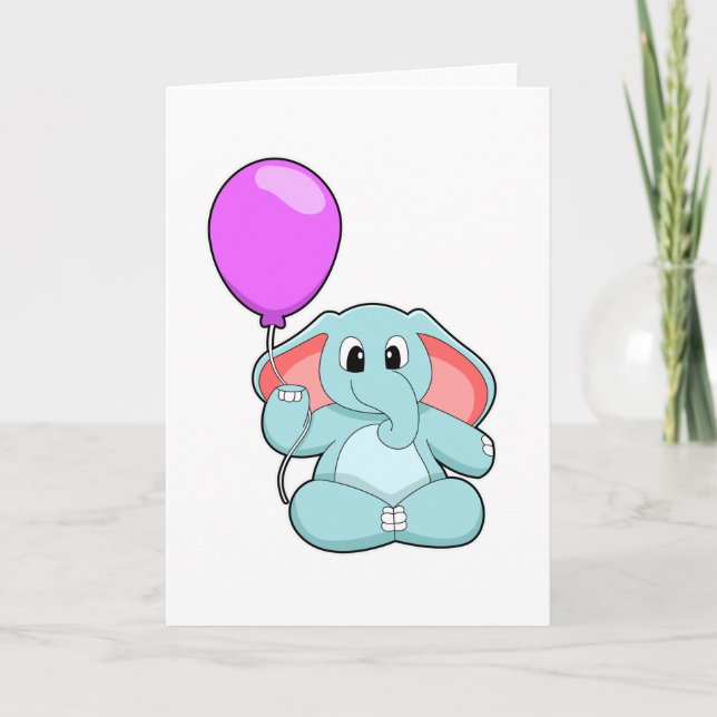 Elefant med ballong kort (Framsida)