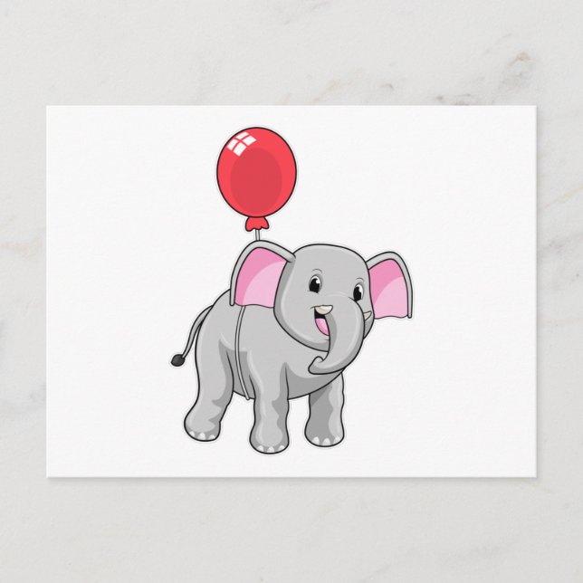 Elefant med ballong vykort (Framsida)
