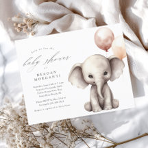 Elefant med ballonger Neutral budget baby shower