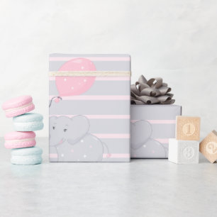 Elefant med Balloon Baby Shower Girl Presentpapper