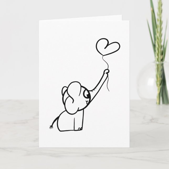 Elefant med Balloon Gift Idea Kort (Framsida)
