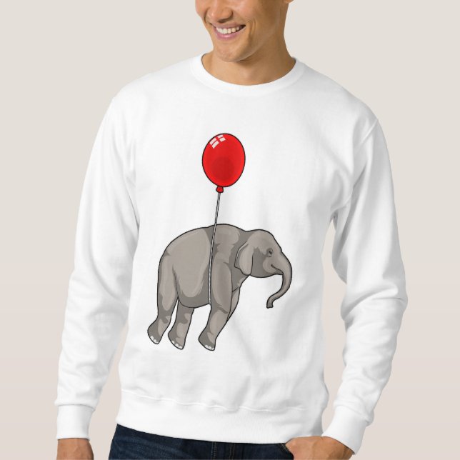 Elefant med Balloon Lång Ärmad Tröja (Framsida)