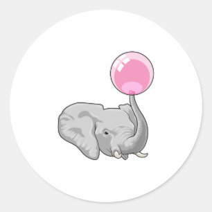 Elefant med Balloon Runt Klistermärke