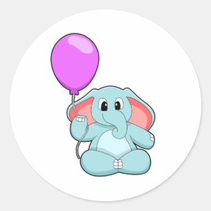 Elefant med Balloon Runt Klistermärke