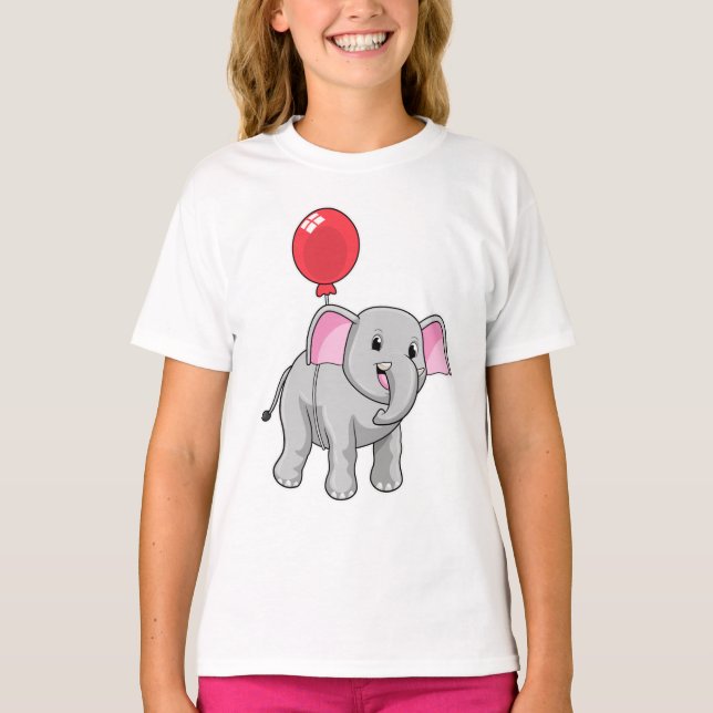 Elefant med Balloon T Shirt (Framsida)