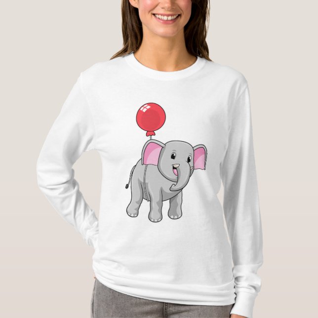 Elefant med Balloon T Shirt (Framsida)