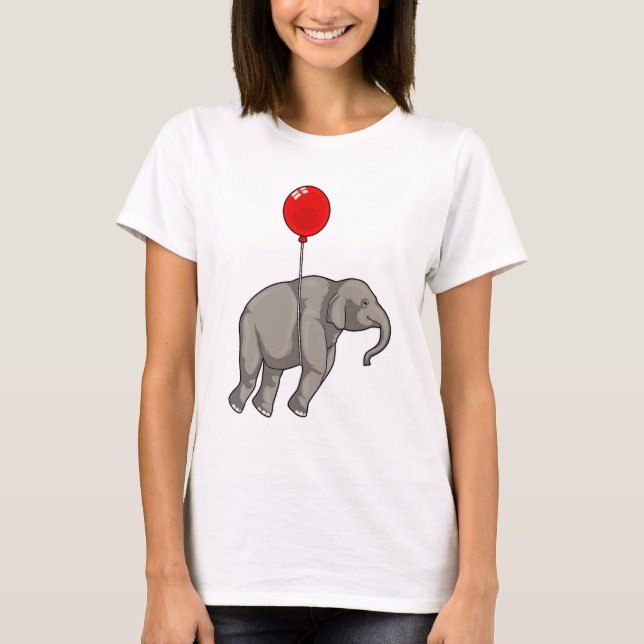 Elefant med Balloon T Shirt (Framsida)
