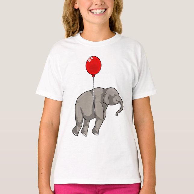 Elefant med Balloon T Shirt (Framsida)