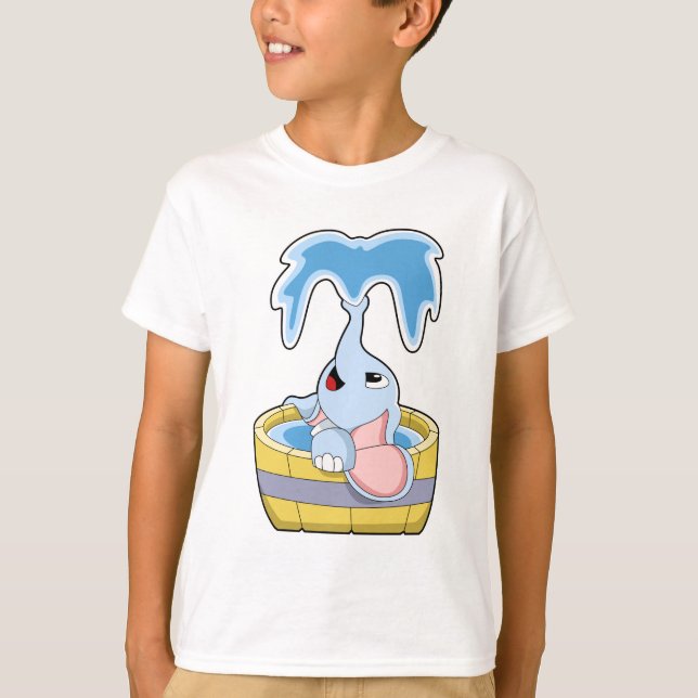 Elefant med Bathtub fullt i Vatten T Shirt (Framsida)