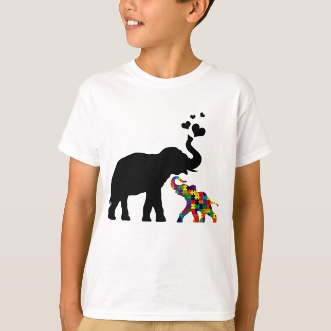 Elefant med bebisautismskjortan t shirt (Framsida)