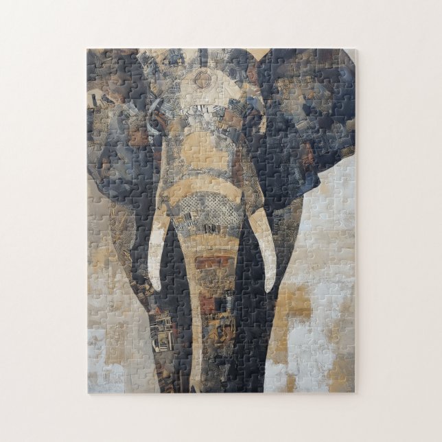 Elefant med Benin-design på kroppen Pussel (Vertikal)
