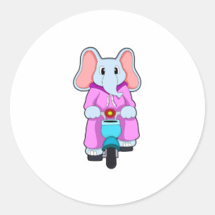 Elefant med Bicycle Runt Klistermärke