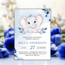 Elefant med blå Anemones vattenfärgsbabyskor