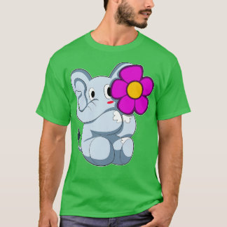 Elefant med blomma 3 t shirt